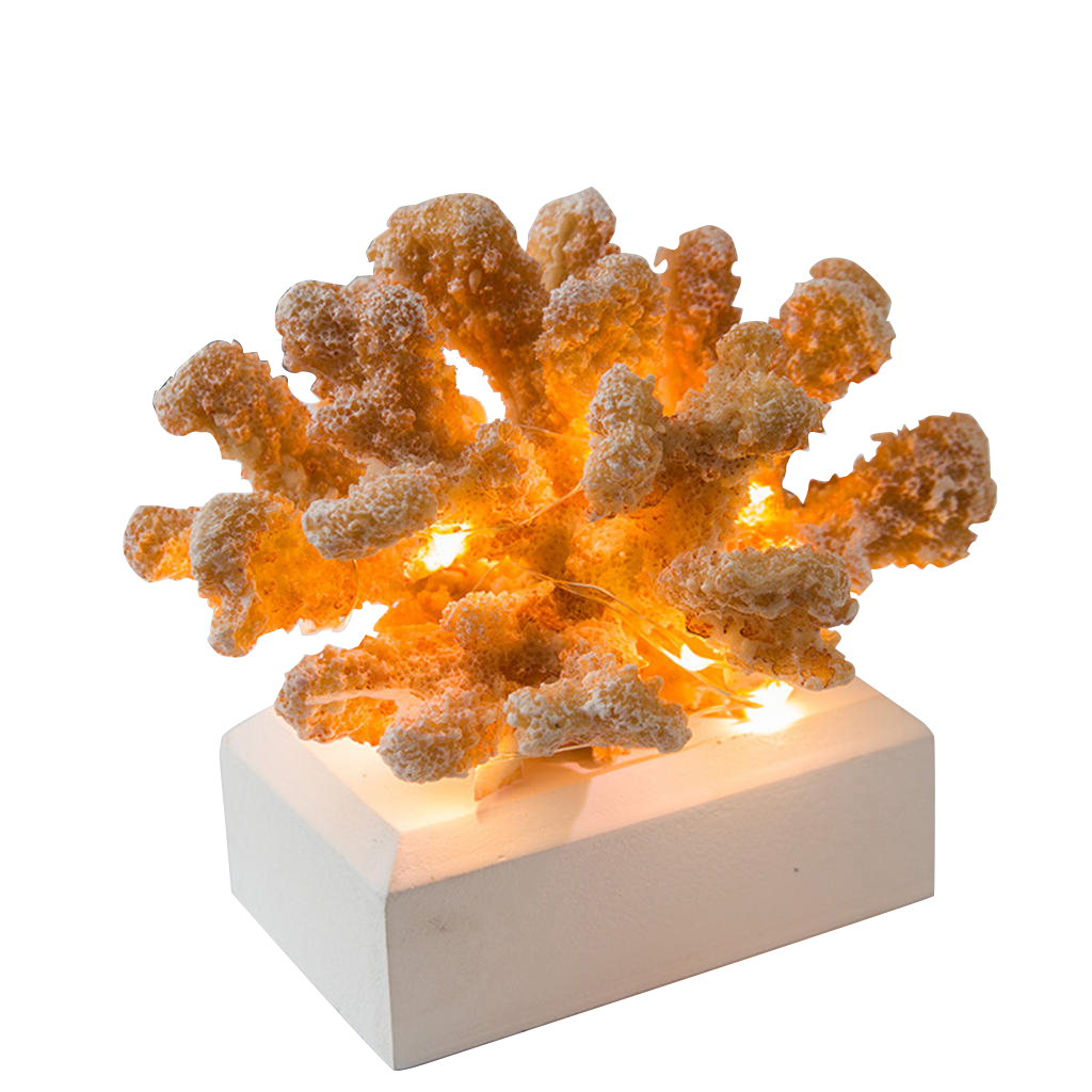 Artificial Orange Coral Figurines LED - Sunset Gifts Store
