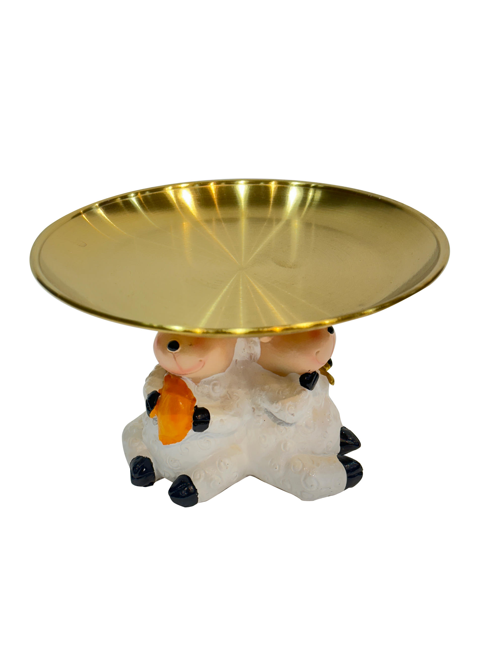 Artifcial Sheep With Rounded Golden Plate - Sunset Gifts Store