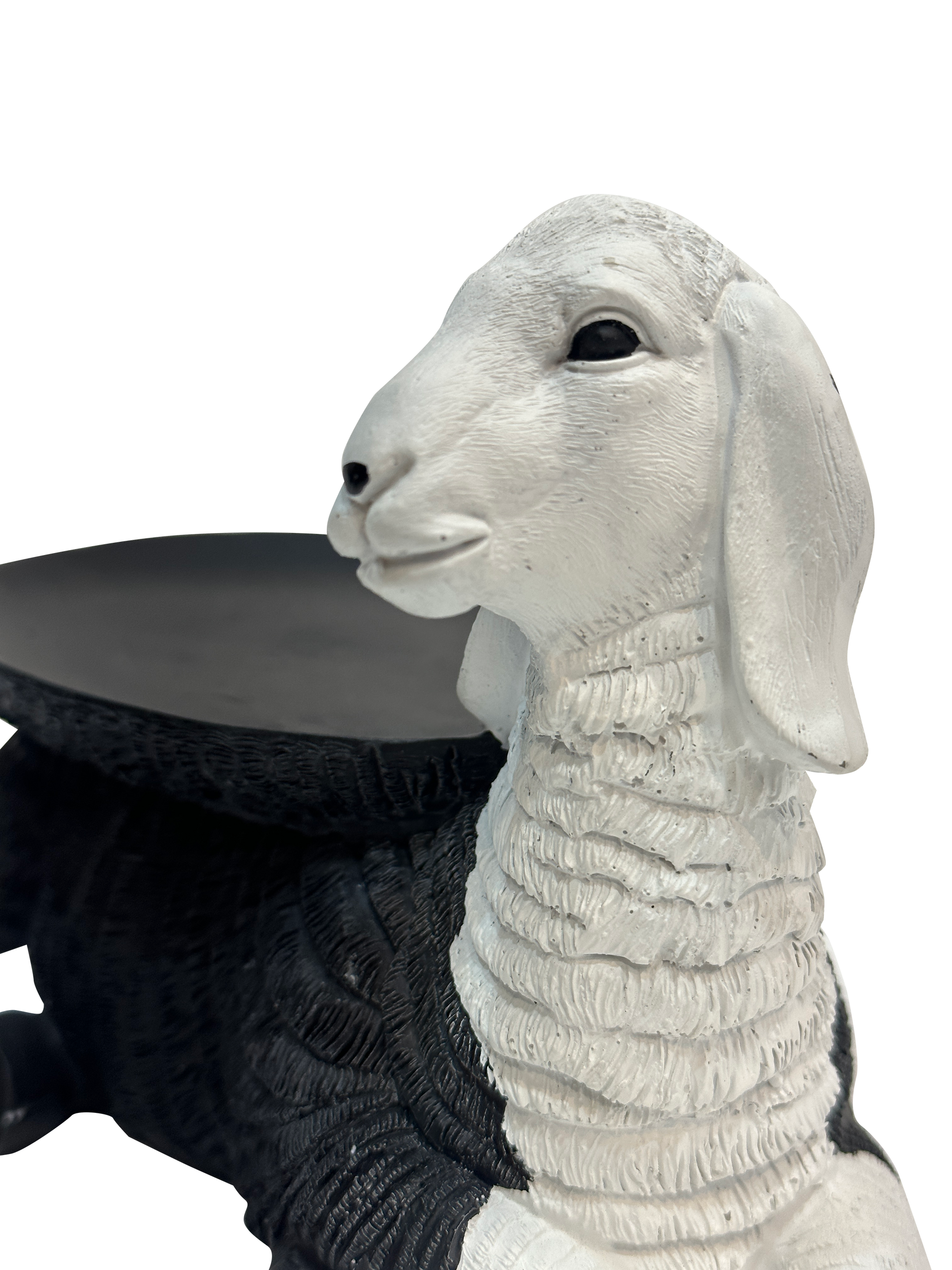 White Lamb With Black Ceramic Plate - Sunset Gifts Store