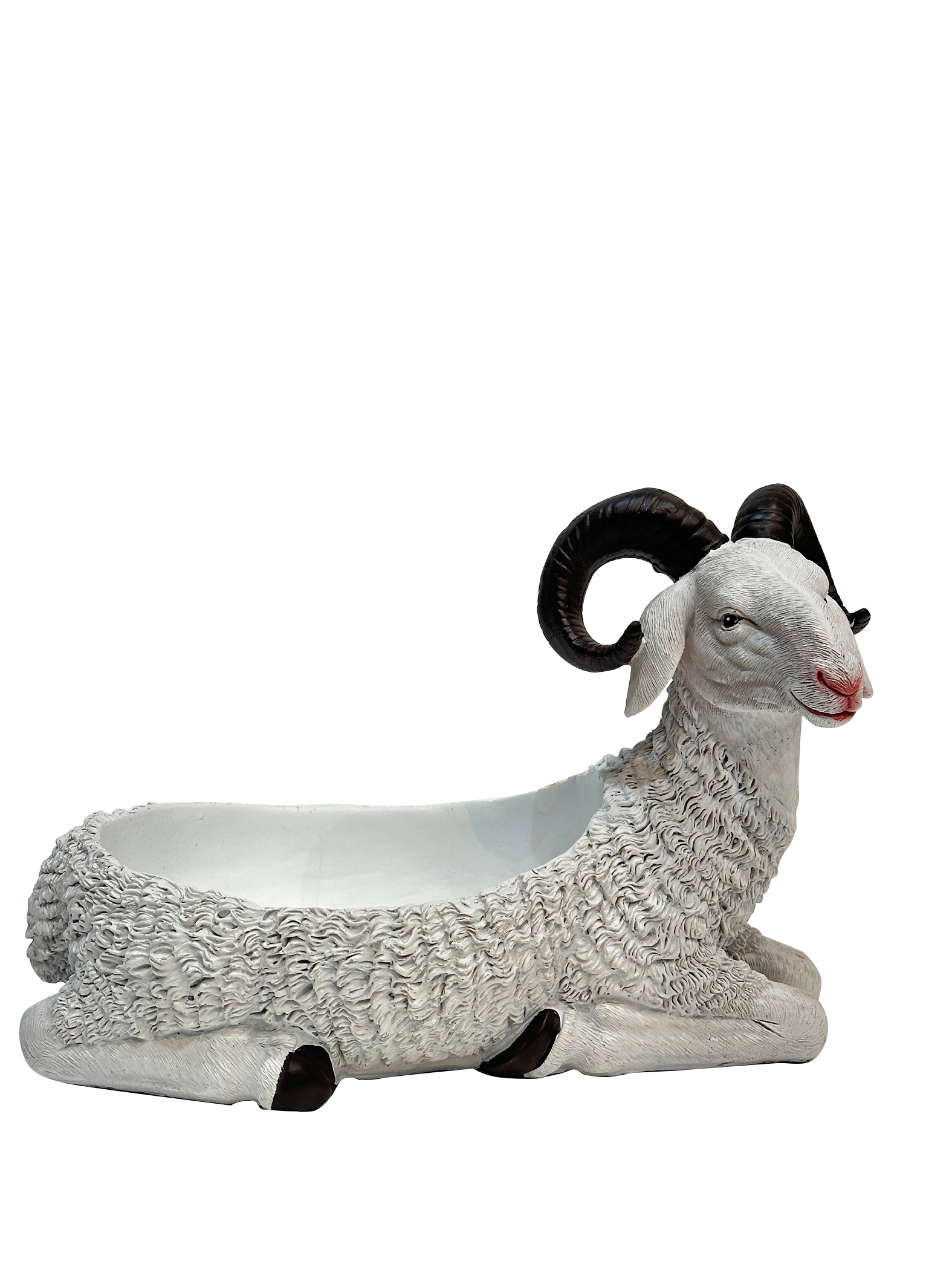 lamb Shaped Bowl With Black Rounded Horns - Sunset Gifts Store