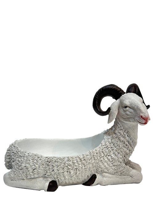 lamb Shaped Bowl With Black Rounded Horns - Sunset Gifts Store