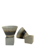 White And Brown Ceramic Glass With Base - Sunset Gifts Store
