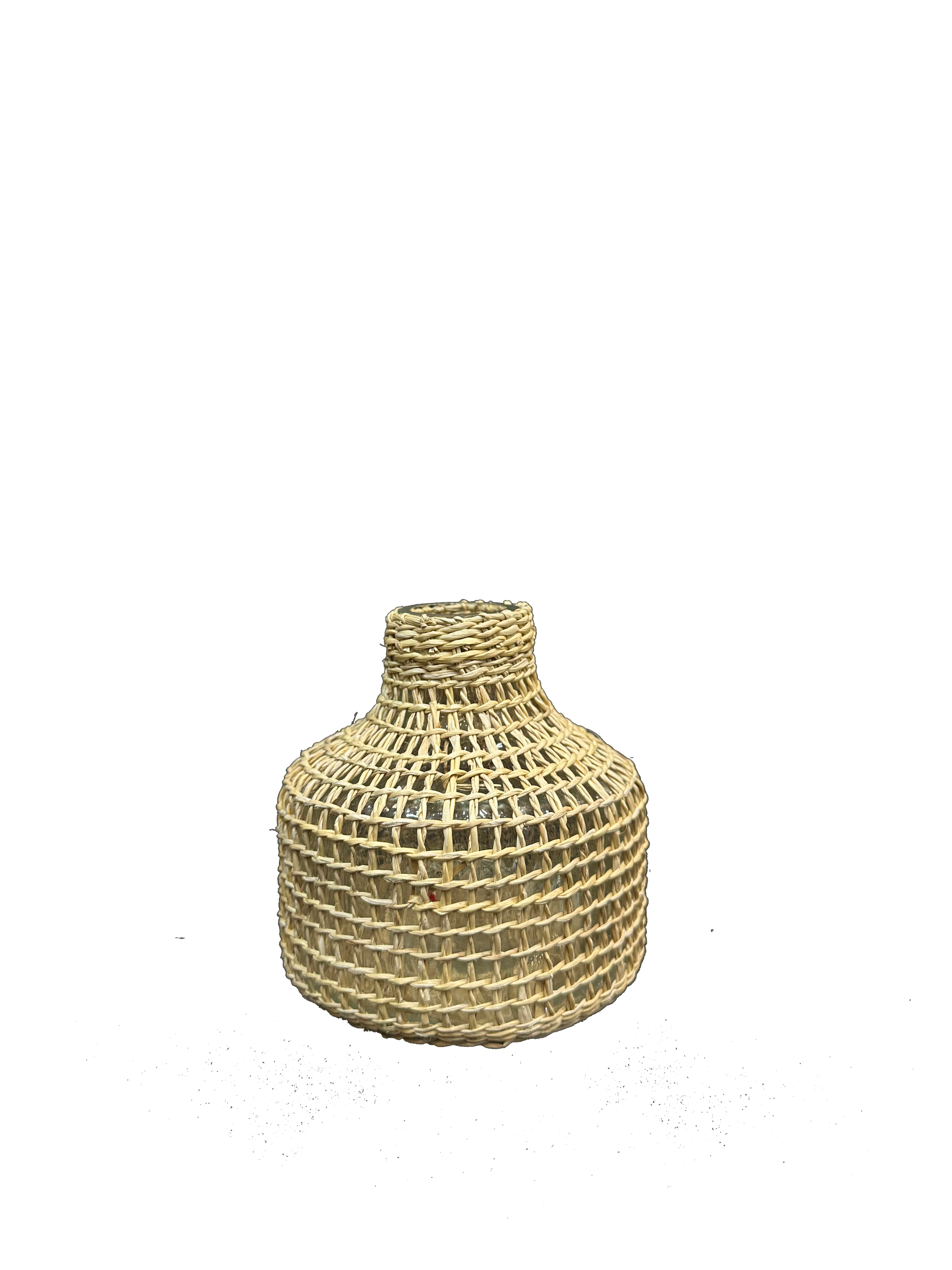 Clear Glass Vase with Rattan Cover (2 Pcs Set) - Sunset Gifts Store