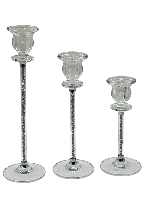 Transparent Candlestick Candle Holders (Set of 3) - Sunset Gifts Store