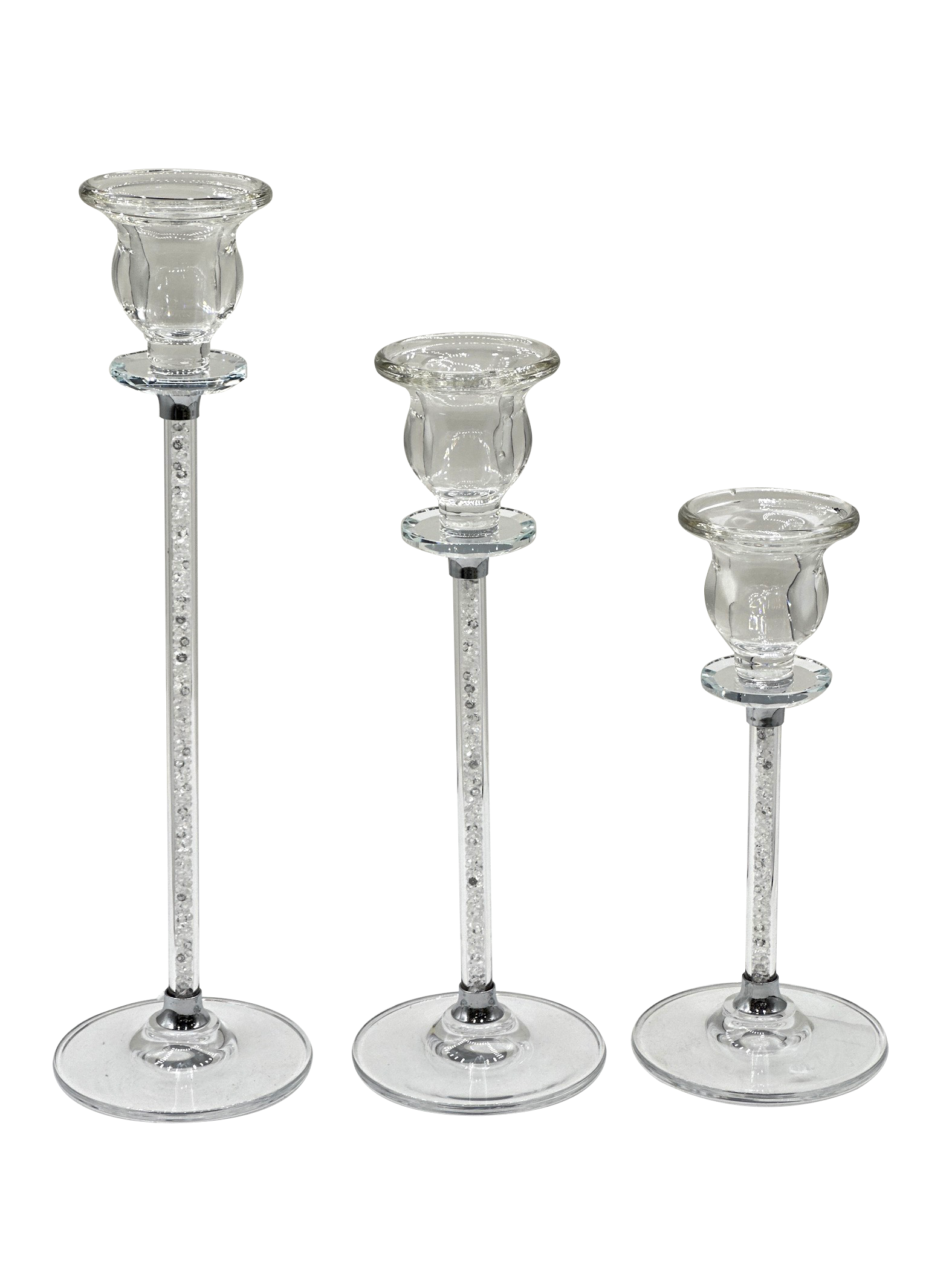 Crystal Candlesticks with Mirrored Base - Sunset Gifts Store