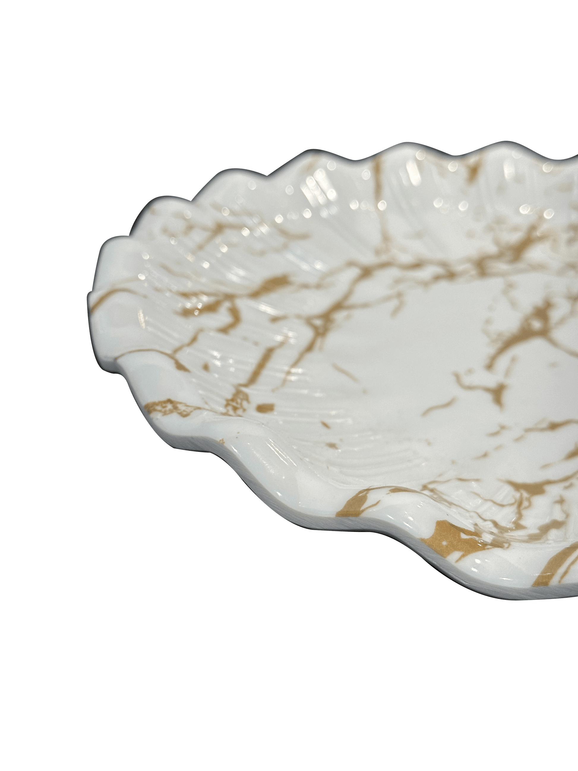 White Marble Textured Wavy Corner Plates (6 Pcs Set) - Sunset Gifts Store