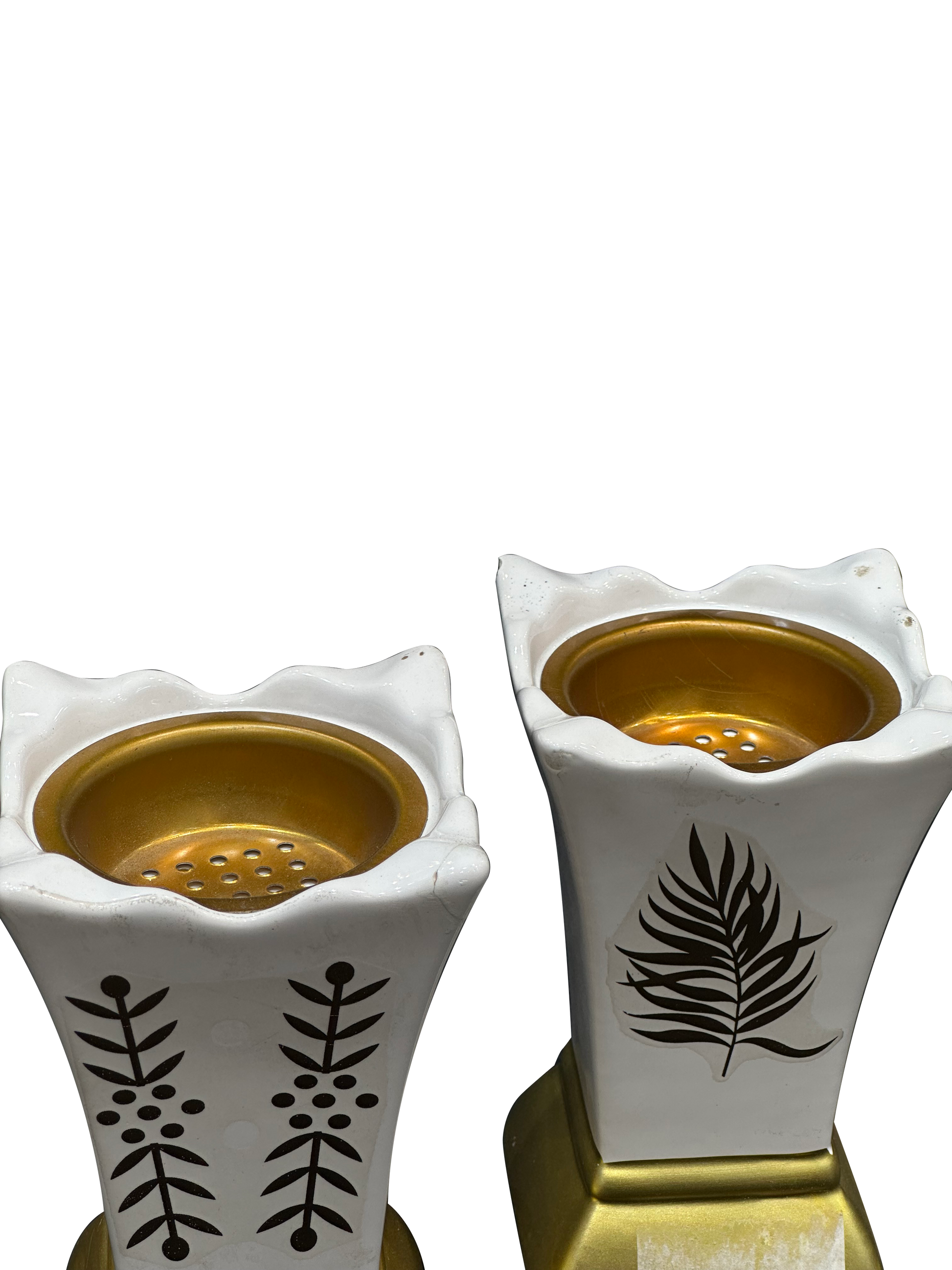 Leafy Pattern White Ceramic Incense Burners - Sunset Gifts Store
