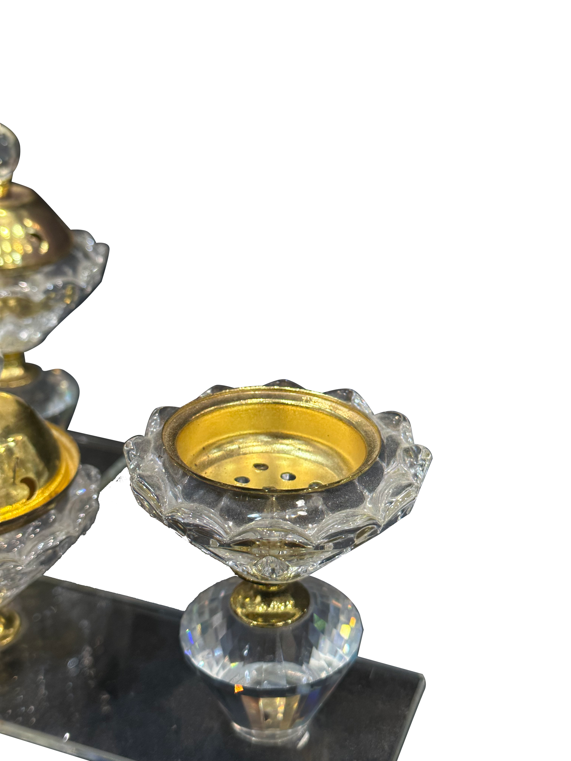 Crystal Glass Incense Burner (2 Pcs Set) - Sunset Gifts Store