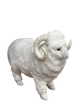 Artificial White Goat With Turned Down Horns - Sunset Gifts Store