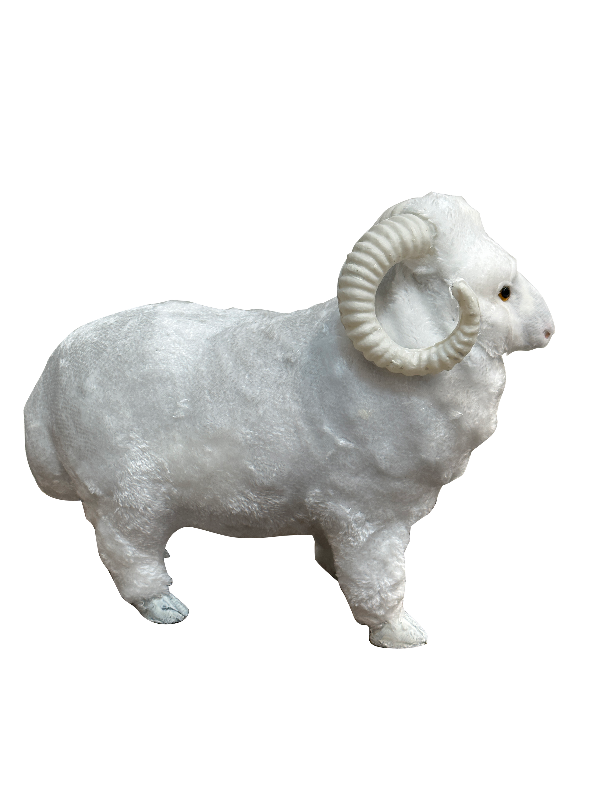 Artificial White Goat With Turned Down Horns - Sunset Gifts Store