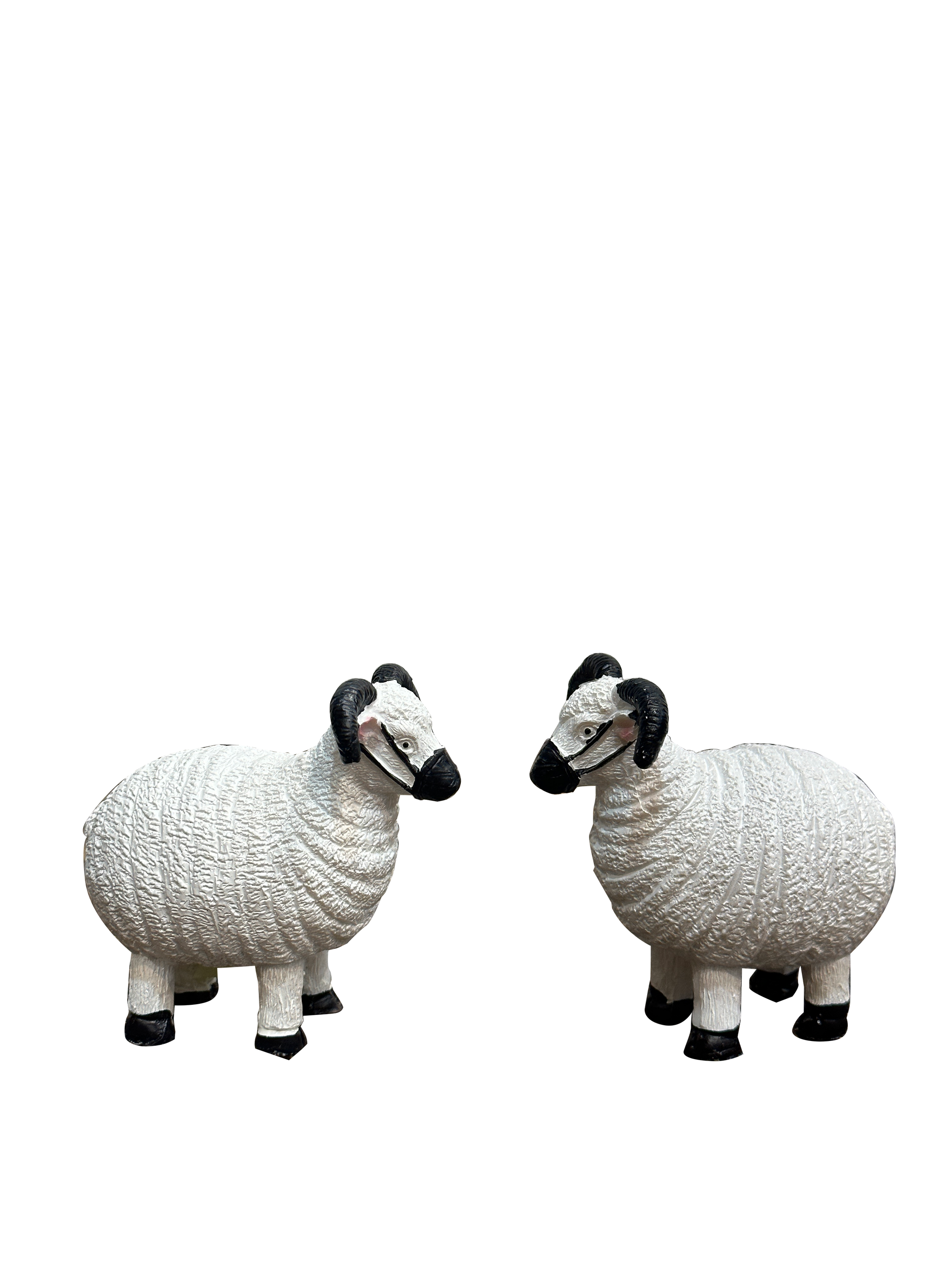 Artificial White Sheep With Black Horns - Sunset Gifts Store