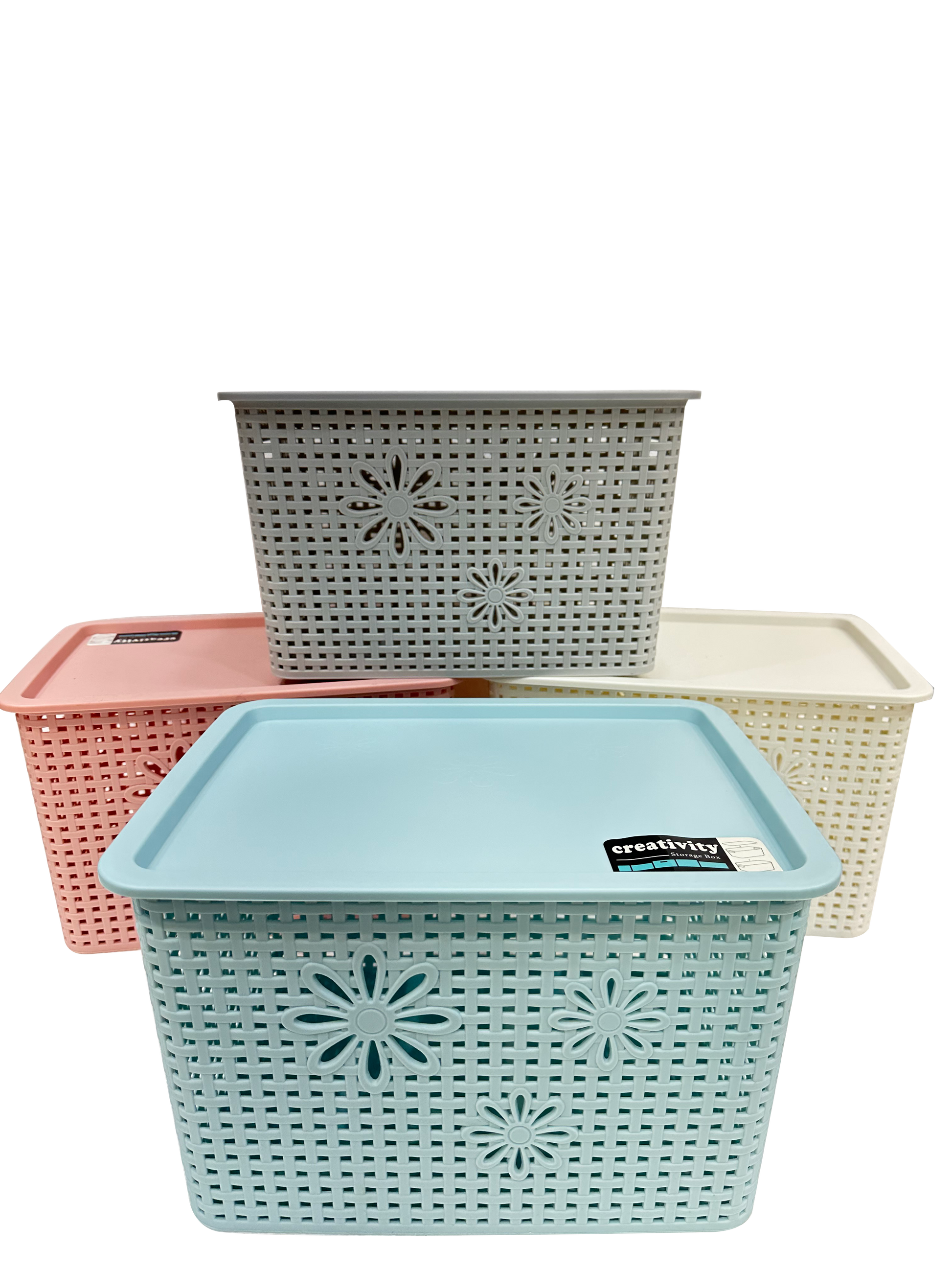 Pastel Colored Plastic Storage Box (4pc Set) - Sunset Gifts Store