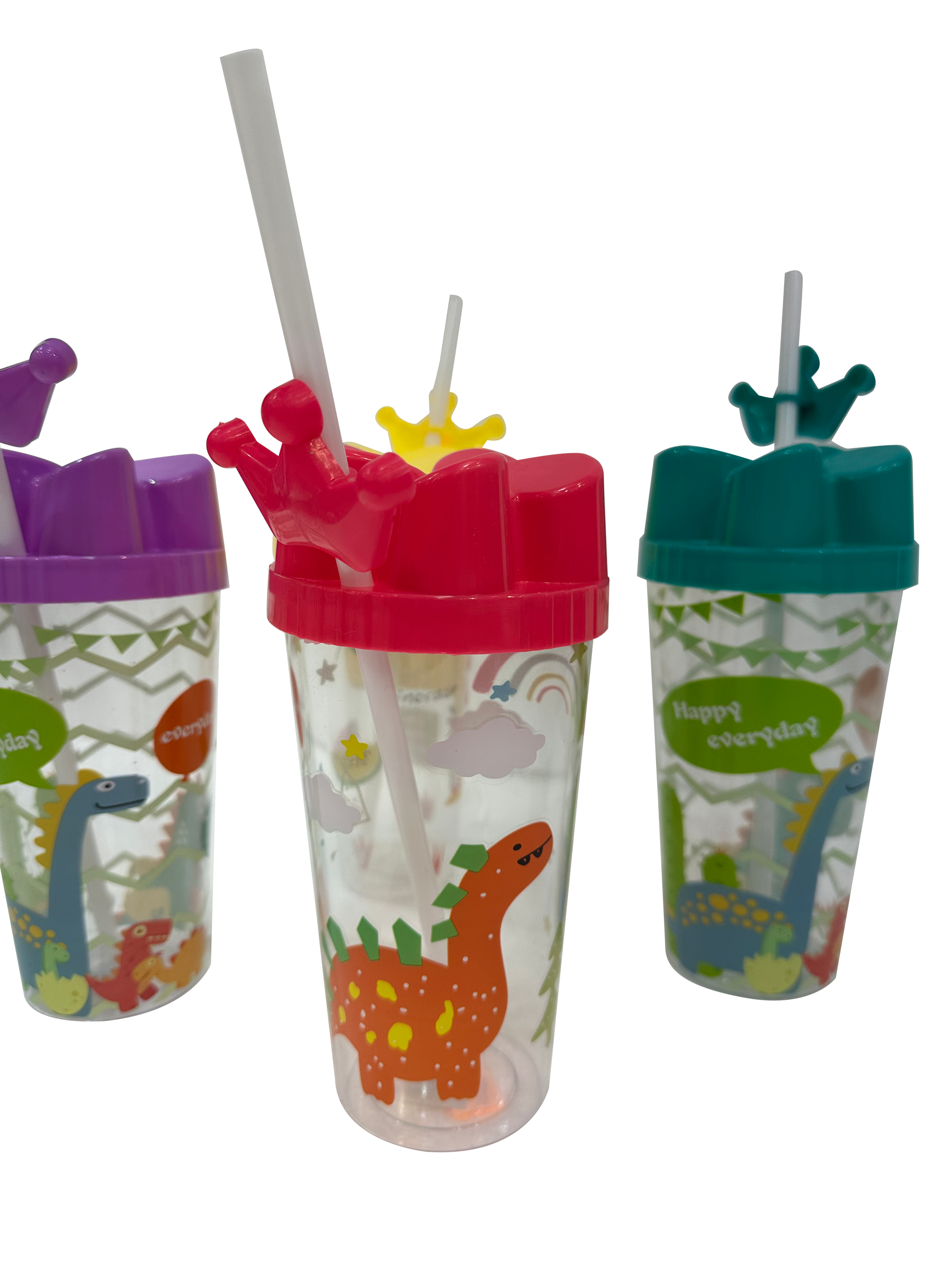 Multi-Color Plastic Glass With Straw - Sunset Gifts Store