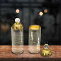 Clear Glass Incense Burner with Gold Lid (2 Pcs Set) - Sunset Gifts Store