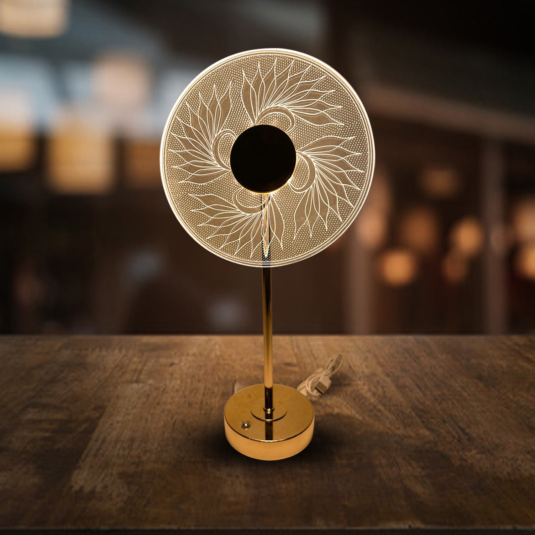 Round Fan Shaped Light With Golden Stand - Sunset Gifts Store