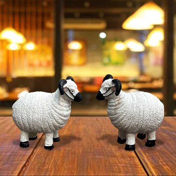 Artificial White Sheep With Black Horns - Sunset Gifts Store