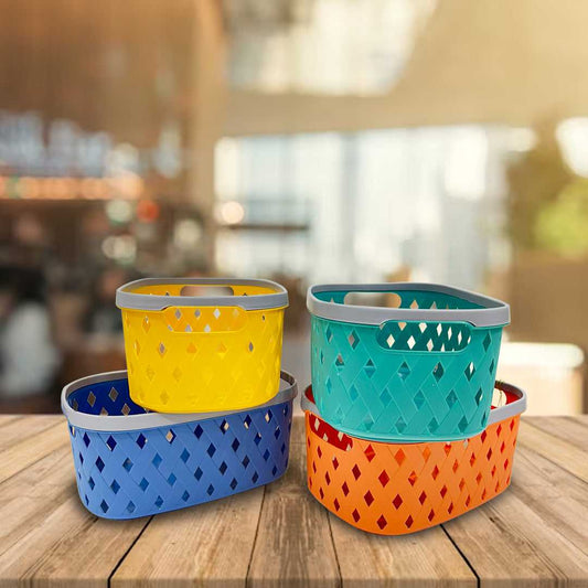 Colorful Plastic Storage Basket (4pc Set) - Sunset Gifts Store