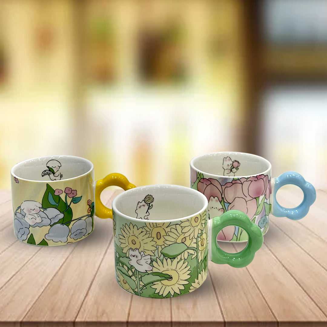 Ceramic drinkware with colored handles - Sunset Gifts Store