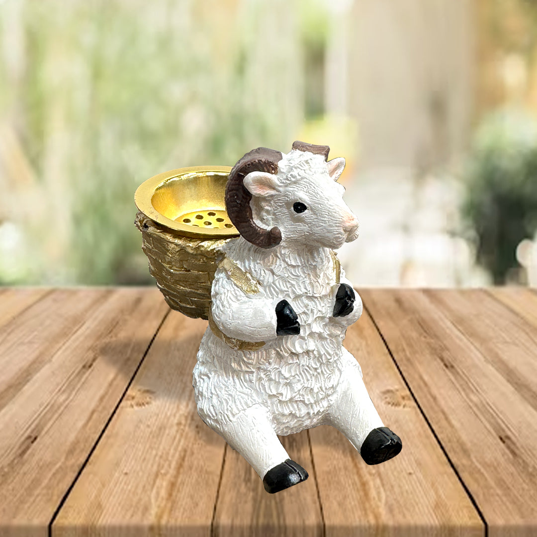 White Sitting Cow Postured Incense Burner - Sunset Gifts Store