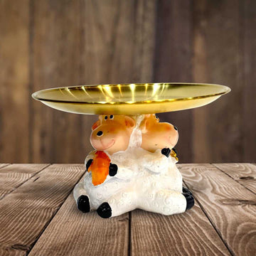 Artifcial Sheep With Rounded Golden Plate - Sunset Gifts Store