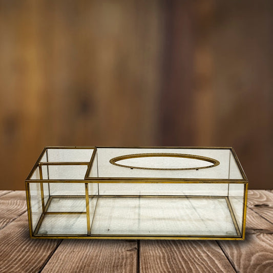 Golden Striped Transparent Tissue Box - Sunset Gifts Store